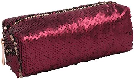 DIY Reversible Mermaid Sequin Makeup Pouch Cosmetics Bag Key Coin Purse Stationery Pencil Case Burgundy&Champagne