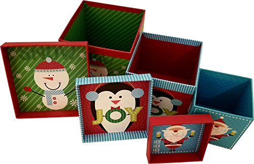 Christmas boxes, 16 count nested, assorted large set with many sizes and prints, fits in one box