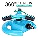 TOLOCO Garden Sprinkler, 360° Automatic Rotating Portable Lawn Sprinkler, Adjustable Gardening Supplies 3 Arm Nozzle Watering System- Water Up to 3,600 Sq. Ft. Coverage