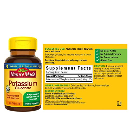 Nature Made Potassium Gluconate 550mg, 100 tablets Pricepulse
