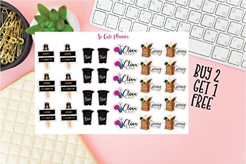 Household Set Planner sticker, Cleaning Dust Laundry Reminder Happy Planner Erin Condren stickers