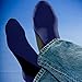 Nufoot Booties Men's Shoes, Foldable & Flexible Footwear, Fold and Go Travel Shoes, Yoga Socks, Indoor Shoes, Slippers, Navy Blue with Black Stripes, Extra Large
