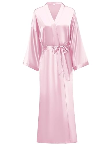 V Vaborous Women's Satin Robe Plus Size Long Silk Robes Kimono