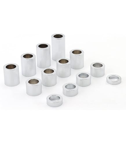 13-Piece Chrome Motorcycle Wheel Axle Spacer Kit - 1" ID, 1.5" OD, For Harley Touring & Choppers - View #7