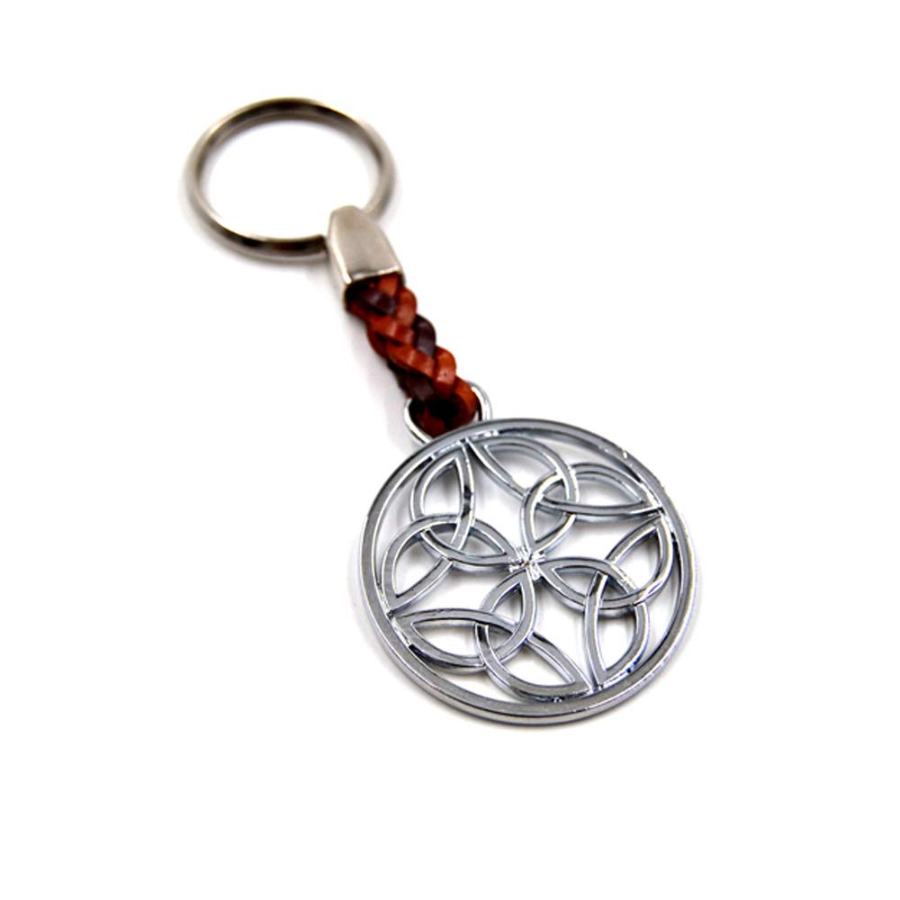 Claro Schmuck Key Ring Holder Pendant Egg of Life on a Beautiful Leather Band, originates from the Flower of Life - gives energy and power, 7cm plus Ring 2,5cm