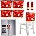 JOYIN 4Pcs Christmas Dining Chair Slipcovers with 2 Pcs Handle Door Covers Holiday Decorations Ornaments Set for Xmas Refrigerator Decoration, Xmas Indoor Décor, Party Favor Supplies