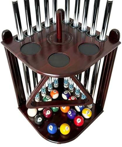 Corner Pool Cue Holder Rack Hold 10 Cue Sticks & Billiard Table
