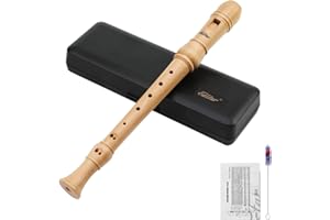 Eastar Soprano German Style Recorder for Beginners Kid, C Key Maple Wood Recorder Instrument 3 Piece with Hard Case, Fingerin