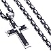 Mecoo Mens Cross Necklace 316L Stainless Steel Silver Black Crucifix Pendant with 22inch Byzantine Chain