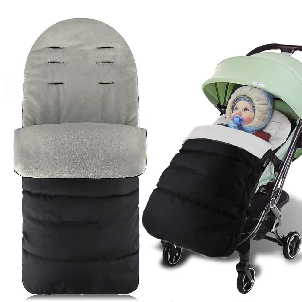 auvstar Toddler Stroller Padded Footmuff Cosytoes, Universal Newborn Blanket,Thick Velvet Pram Liner,Waterproof Warm Cold-Proof Detachable,Winter Outdoor Tour Essential(Gray)
