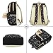 ABage Canvas School Backpack Set 3 Pieces Patterned Bookbag with Pencil Case for Girls and Boys, Black