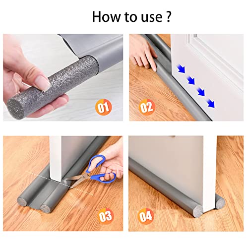 MAKINGTEC Door Draft Stopper, 1 Pcs Under Door Draught Excluder, Noise Blocker Draft Stopper, Prevent Bugs Coming Draught Excluder for Bottom of Door Keeping Warm (Gray)