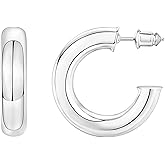 PAVOI 14K Gold Colored Extra Chunky 6.5mm Lightweight Open Hoops | Gold Hoop Earrings for Women