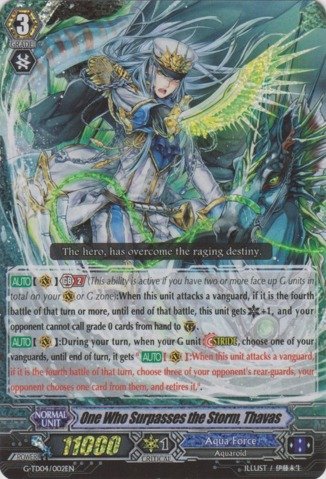 Cardfight!! Vanguard TCG - One Who Surpasses the Storm, Thavas (G-TD04/002) - G Trial Deck 4: Blue Cavalry of the Divine Marine Spirits