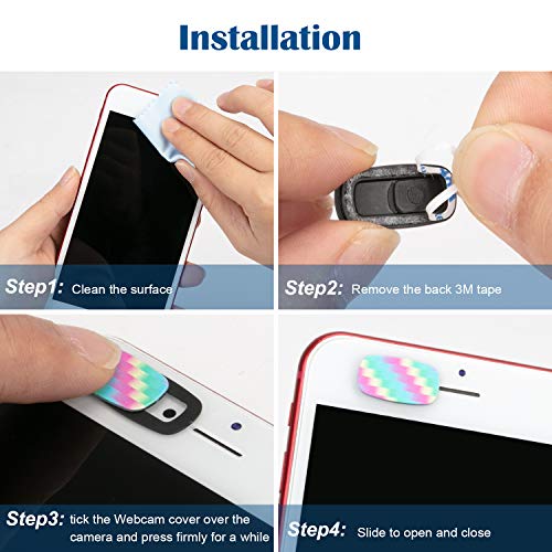 Laptop Webcam Cover, 0.027In Ultra Thin Slide Laptop Camera Cover Strong Adhesive Security Webcam Privacy Cover Slide Blockers for MacBook Pro/Air, iMac, PC, Ipad, Smartphone, Echo Spot (w-3p)