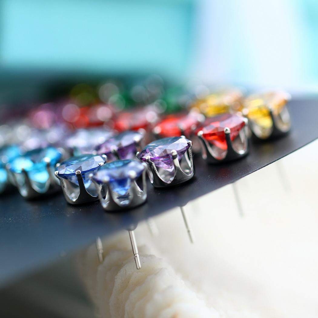 Zronji 12Pair Women Fashion Geometric Shape Rhinestone Push Back Pierced Ear Stud Makeup Sets