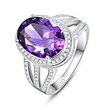 BONLAVIE Vintage 10.2ct Created Purple Amethyst Engagement Ring 925 Sterling Silver for Women