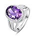BONLAVIE Vintage 10.2ct Created Purple Amethyst Engagement Ring 925 Sterling Silver for Women