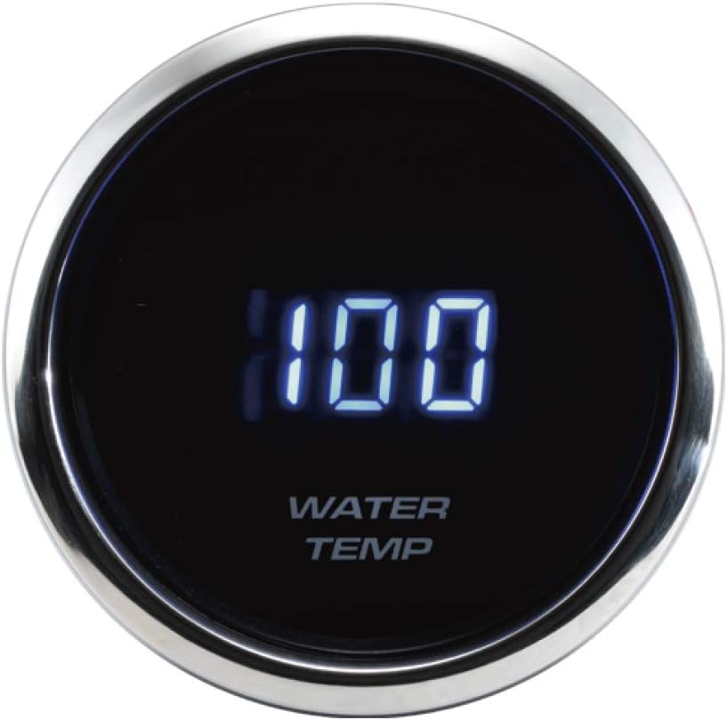 MOTOR METER RACING MGS Series 52mm 2-1/16" Digital Water Temperature Gauge 68~302 °F Black Dial Blue LED Display 12/24 Volt Waterproof