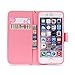 iPhone 5S Case, iPhone 5 Wallet Case, Firefish [Kickstand] [Shock Absorbent] Double Protective Case Flip Folio Slim Magnetic Cover with Wrist Strap for Apple iPhone 5/5S/SE-Flower