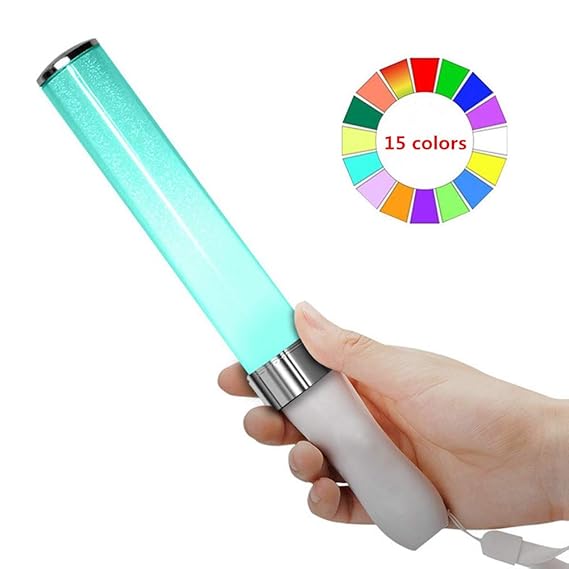 VEECOME Concerts Glow Sticks LED 15 Colors Change Light Stick Stylish for Party Wedding Decor