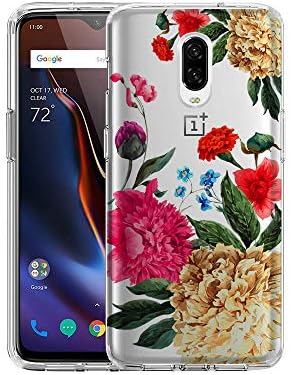 OnePlus 6T Case, TPU Silicone Slim Soft Thin Clear Bumper Flowers Flower Shock Absorber Anti-Scratch Case for OnePlus 6T (15)