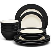 Noritake Colorwave Graphite 12-Piece Rim Dinnerware Set, Service for 4