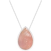 LUSTRE AND LIGHT Natural Rose Quartz Slider Pendant Necklace for Women in Sterling Silver, January Birthstone Jewelry Gifts for Her Birthday, Christmas, Anniversary, Graduation