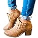 FISACE Women's Autumn Winter Chunky Low Heel Chelsea Round Toe Faux Stacked Ankle Bootie