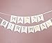 Peicees White Happy Birthday Bunting Banner with Gold Letters