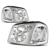 For GMC Envoy 2nd Gen XL SUV Pair of Chrome Housing Clear Corner Headlight Lamp