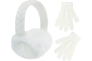 POXIMI Baby Warm Earmuffs Kid Magic Gloves Girl Soft Plush Ear Muffs Toddler Knit Mittens for Boy Winter Ear Warmer Set