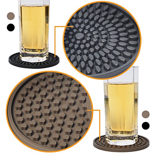 image for Silicone Drink Coasters Set of 8-Deep Tray,Large 4.3 inches Size Prote