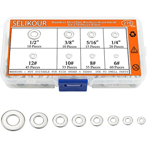 6 SELIKOUR+270Pcs+Stainless+Washers+Assortment