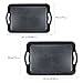 Fecihor Set of 2 Pieces Multi-Purpose Rectangular Waterproof Plastic Serving Tray with Wide Handle, Black 16.5'' x 11'' and 14.5'' x 9''