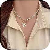 Pearl Necklaces for Women White Pearl Choker Necklaces Stackable Necklaces 14K Plated Silver Layered Gold Necklaces for Women Wedding Trendy Jewelry