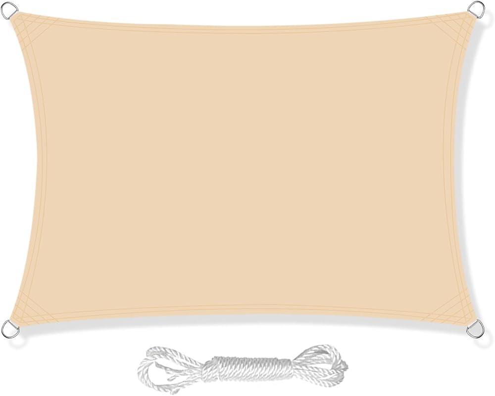 HEYOMART Sun Shade Sail 3m x 5m Rectangle UV 98% Yellow with Rope