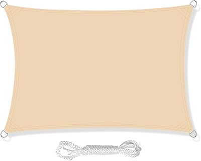 HEYOMART Sun Shade Sail 3m x 5m Rectangle UV 98% Yellow with Rope