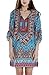 Women Bohemian Neck Tie Floral Print Ethnic Style Shift Dress (Small, pattern 8)