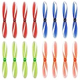 AFUNTA Propeller Blades for Hubsan X4 H107 H107D H107C H107L Quadcopter, 4 Sets (16pcs) Transparent Props Rotor for Helicopter - Red & Green & Blue & Orange