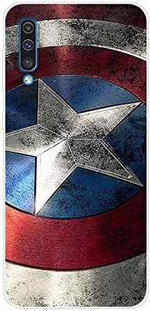 Aksuo for Samsung Galaxy A50 Case,Women Girls boy Men Printed Transparent Clear Design Plastic Case with TPU Bumper Protective Cover,Captain America