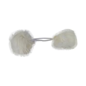 Amazon Com White Ponytail Holder Fur Balls Pony Elastic Hair