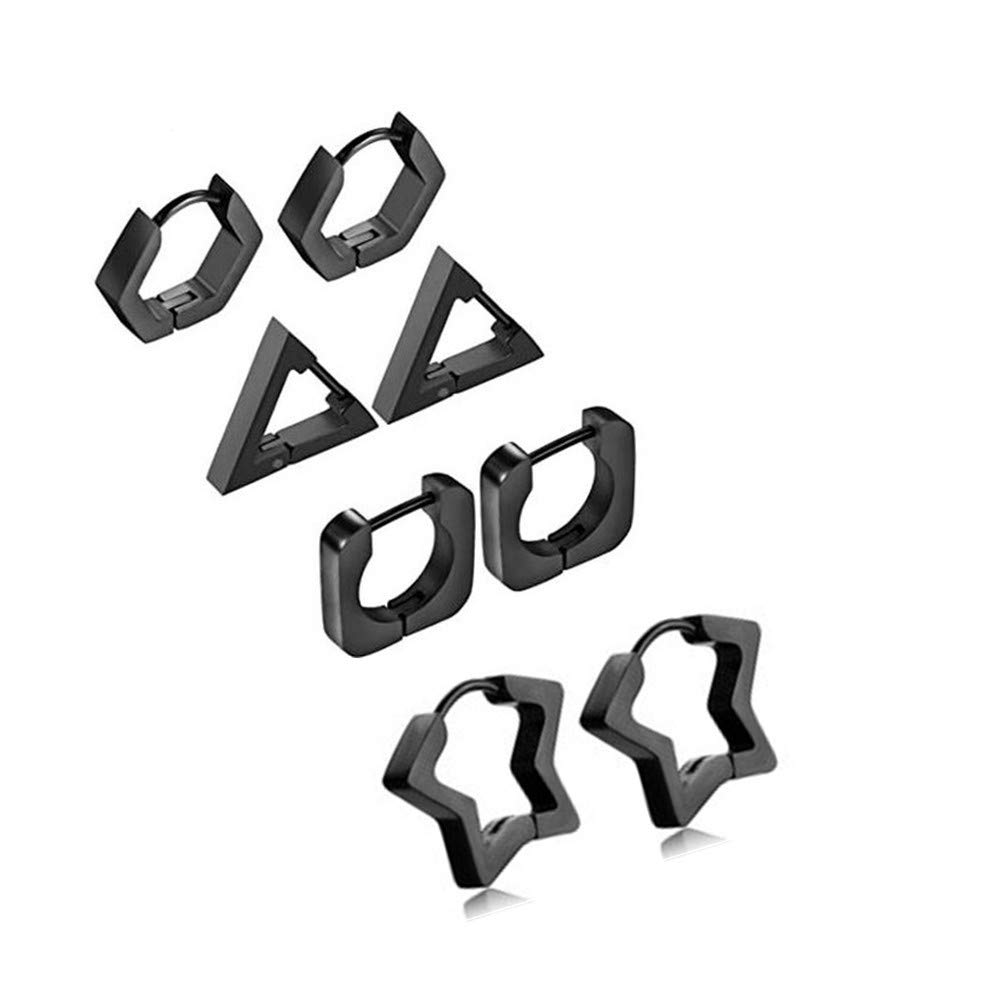 JewelryWe Stainless Steel Triangle Geometric Stud Earrings for Men and Women, Stainless Steel
