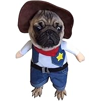 NACOCO Cowboy Dog Costume with Hat Dog Clothes Halloween Costumes for Cat and Small Dog (Large)