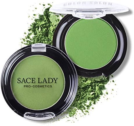 Color Salon Green Single Eyeshadow Palette Highly Pigmented Long Lasting Press Powder for Eye Makeup , Matte+Shimmer +Diamond, 0.1Oz (05 shimmer)
