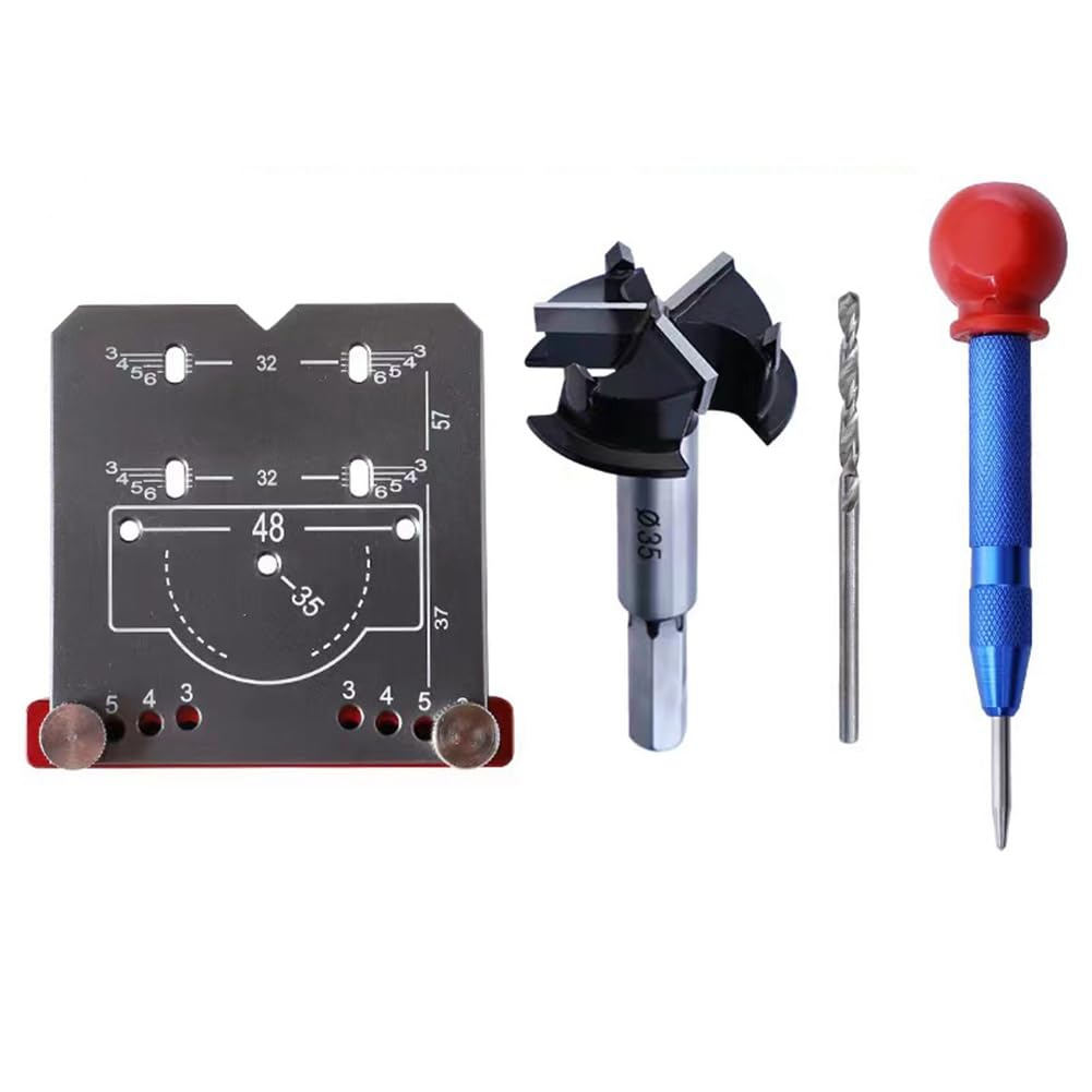 Aetherion Woodworking Concealed Hinge Jig Kit Aluminium Alloy 35mm Hinge Hole Template Jig for Door Cabinets Hinges Mounting