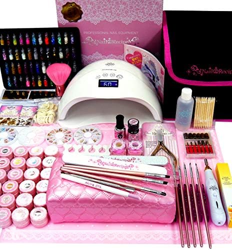 NailRecipe Gel Nail Kit Nail Starter Kit Professional 54W Light & Nail Machine & 30 Colors 324 Pieces