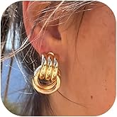 Gold Earrings for Women, 14K Gold Plated Hypoallergenic Statement Knot Chunky Gold Earrings Lightweight Chunky Jewelry for Women