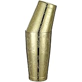 Stainless Steel Boston Shaker with Etched Pattern Weighted Shaking Tin Set (Leaf GoldPlated)