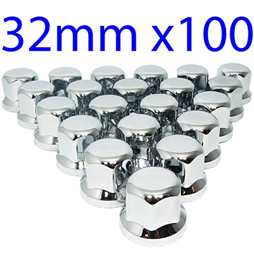 Truck Chrome Wheel Nut Covers 32mm 100 pieces British Trucking